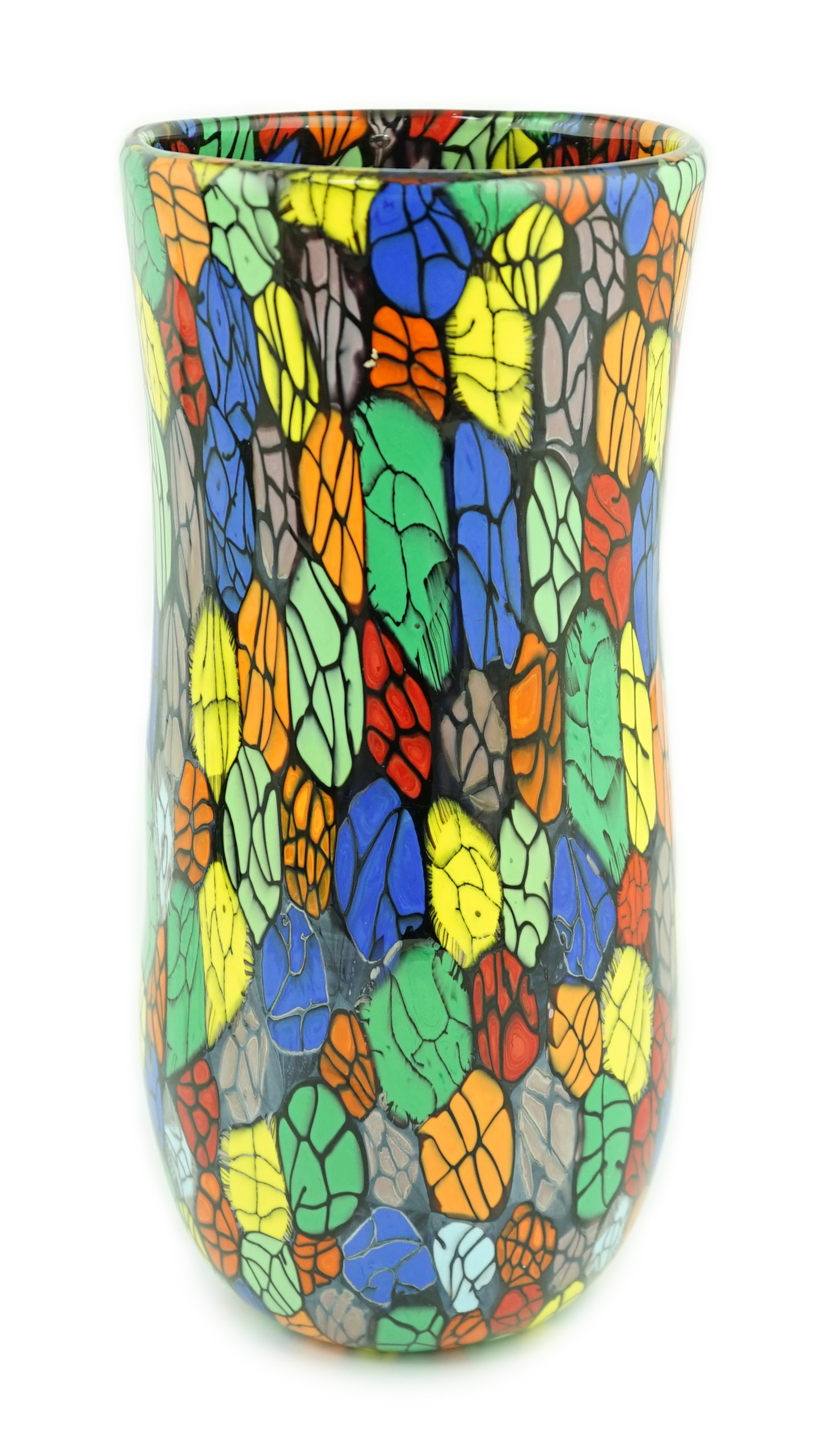 Vittorio Ferro (1932-2012) A Murano glass Murrine vase, the waisted body with a multicoloured design, signed, 30cm, Please note this lot attracts an additional import tax of 20% on the hammer price